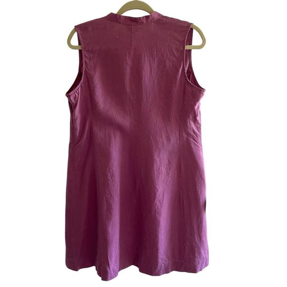 J Jill Purple Linen Sleeveless Pin Tuck Dress Women’s Size Medium Petite - Picture 4 of 4